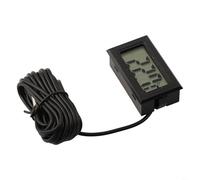 HEIBTENY Digital Mini Thermometer with LCD Display and Waterproof Probe, -50 to 110°C Range, High Accuracy Sensor for Aquarium, Terrarium or Outdoor Use, Black 5 m Cable Included(3 meters)