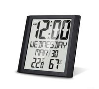 HEIBTENY Digital Wall Clock in Modern Style with Temperature, Humidity, Date and Alarm Function, Practical Weather Monitoring