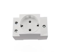 HEIBTENY DIN Rail Mounted Power Socket with Built-in Protective for EARTHING Module, Flame Retardant Nylon and Copper Construction, Modular Electrical Outlet for Distribution Panels and(EU)