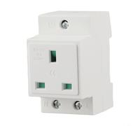 HEIBTENY DIN Rail Mounted Power Socket with Built-in Protective for EARTHING Module, Flame Retardant Nylon and Copper Construction, Modular Electrical Outlet for Distribution Panels and(UK)
