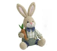 HEIBTENY Easter Bunny Plush Sitting Figurine 32cm Soft Polyester Rabbit Ornament for Festive Home Party Décor Living Room Bedroom Garden Display(Male)