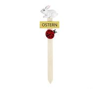 HEIBTENY Easter Resin Rabbit Wooden Welcome Sign, Modern Minimalist Garden Decor Statue for Lawn Yard Potted Plants, Lightweight Outdoor Home Ornament, White 24x6x1.5cm(Jump)