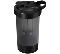 HEIBTENY Electric Protein Shaker Bottle 600ml Automatic,Mixing Cup with Protein Storage USB-C Rechargeable Blender, Mug Food-Safe PP for Gym Office Home Portable Black(Black)