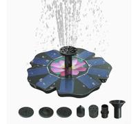 HEIBTENY Floating Solar Fountain with 800mAh Battery Backup, 7 Nozzles Water Pump for Bird Bath Pond Pool, ABS Garden Decor, Continuous Spray on Cloudy Days(B)