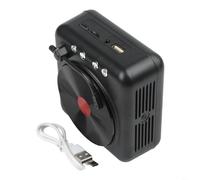 HEIBTENY for Retro Speaker With FM Radio Portable Wireless Stereo Sound System Vintage Vinyl Record Design Visual Decor HiFi Audio Player With TF AUX Input For Home(Black)