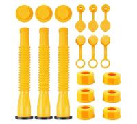 HEIBTENY Gas Can Nozzle Replacement Kit With Hex Nut Spill-Proof Flexible Spout For 2 5 10 Gallon Fuel Cans Threaded Pipe Adapter Set With Vent And Washers Yellow