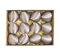 HEIBTENY Glossy Velour Christmas Baubles 12 Piece Set, 6 cm Lightweight Plastic Ornaments, for Tree Hanging and Holiday Home Decoration(Gray-purple)
