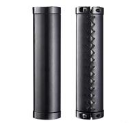 HEIBTENY Handlebar Grips With Retro Faux Leather Cover for Dual Alloy Locking For Ring For Mountain Road Bike Shock Absorbing Non-Slip Handgrips 138X222mm Brown(Black)