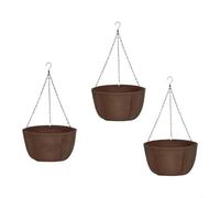 HEIBTENY Hanging Planters, 3-Pack 10/12 Inch Fabric Pots with Rust-Proof Chains for Indoor Outdoor Plants, Breathable Garden Baskets for Balcony Patio Ferns Ivy Brown(12in)