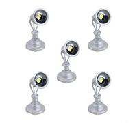 HEIBTENY HO Scale Model Railway Lamp, Posts 1:87 Warm, White LED Spotlights Flood Lights 3V Coppery Silver Pre Wired 15mm,for OO Layout Building Scenery Set of 5(white)