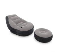 HEIBTENY Inflatable Velvet Sofa Chair With Reclining Backrest And Built-In Cup Holder Waterproof Flocked for SURFACE Matching Footstool For Indoor Living Room Or Outdoor