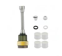 HEIBTENY Kitchen Tap Head Booster Filter Faucet Extender with 360 Degree Rotating Aerator and Anti Splash Design, Easy Install with Adapters and Washers, Green(17.5CM)