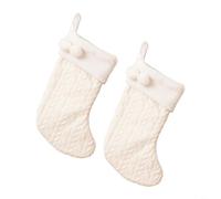 HEIBTENY Knit Christmas Stockings Set of 2 Wool Decorative Hanging Fireplace Holiday Mantel Decoration for Home Winter Festive Seasonal Gifts Holder Red Green White 23x35cm(White)