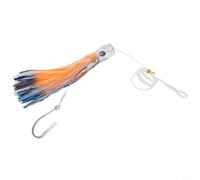 HEIBTENY Large Tuna Luya Fishing Lure Bait 22cm Octopus Skirt Jig with Barbed Hooks for Sea Trolling Boat Rock Fishing Saltwater Tackle 100g Silver(15cm 65g 4)