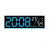 HEIBTENY LED Alarm Clock with Temperature Display, 10-Level Brightness Digital Wall Desk Clock, Countdown Timer Date Jump-Second Mode, ABS Electronic for Living Room Office(blue)