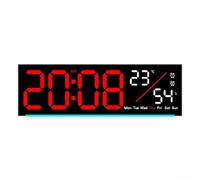 HEIBTENY LED Alarm Clock with Temperature Display, 10-Level Brightness Digital Wall Desk Clock, Countdown Timer Date Jump-Second Mode, ABS Electronic for Living Room Office(red)