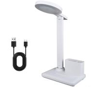 HEIBTENY LED Desk Lamp Touch Control Rechargeable Foldable Eye Protection Study Light AA Grade Illumination 3 Color Modes 360° Rotation White(D)