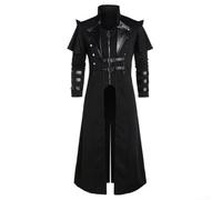 HEIBTENY Men's Button Fashion Jacket, Steampunk Black Gothic Victorian Steampunk Assassin Elf Pirate Jacket(Black M) (L Black)