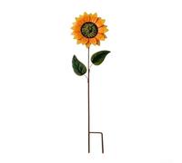 HEIBTENY Metal Sunflower Garden Stake, 31.5 Inch Rotating Wind Catcher Decor, Weatherproof Iron Outdoor Art for Yard Patio Lawn Pathway, Yellow and Green Whimsical