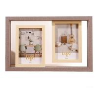 HEIBTENY Modern Wooden Photo Frame 4 Grid Display For 6X6 Inch Pictures Wall Hanging Or Tabletop Collage Picture Frame With Natural Wood Grain For Home Office Living(E)