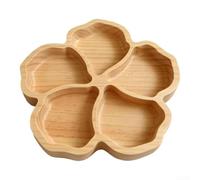 HEIBTENY Natural Pine Serving Tray Compartmentalized Fruit Nut Platter - Wooden Lap Tray for Eating on Lap Tea Ceremony Decor 25x25cm(B)