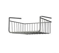 HEIBTENY No Drill Kitchen Storage Hanging Basket Under Cabinet Shelf Organizer Rack For Cling Film Strong Load Bearing Carbon Steel Hook With Non-Slip Pad Black(black)