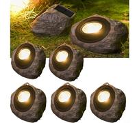 HEIBTENY Outdoor Solar Stone Lamp with IP65 Waterproof LED and Dual Lighting Modes, Solar Powered Decorative Light for Garden Patio Pathway Courtyard Landscape(5 PCS)