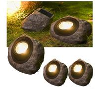 HEIBTENY Outdoor Solar Stone Lamp with IP65 Waterproof LED and Dual Lighting Modes, Solar Powered Decorative Light for Garden Patio Pathway Courtyard Landscape(3 PCS)