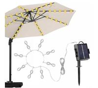 HEIBTENY Parasol Lighting Solar, Umbrella Fairy Lights with 104 LEDs Lights, IP67 Waterproof Garden Lights for Umbrella Decoration, Camping Tents, Outdoor and Indoor Decorative Light (Warm White)