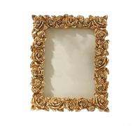HEIBTENY Photo Frame with Elegant Lace Trim, Vintage Gold Resin Style Home Décor for Wedding Anniversary, Desktop Display for 5 6 7 Inch Pictures(5 * 7inch)