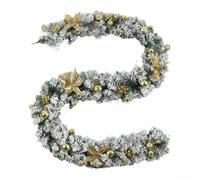 HEIBTENY Pre-Lit Christmas Garland 1.8 m with Gold and White Baubles, Berries and Pine Tips, Full PVC Festive Decoration for Mantel, Doorway or Staircase Holiday Home Décor(2.7 m silver)