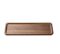 HEIBTENY Rectangular Acacia Wood Tray, 29x10.6cm, Coffee, Tea | Japanese Style Serving Platter, Cake, Bread, Snacks, Fruit, Desktop Organizer, Raised Edge, Brown