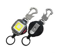 HEIBTENY Retractable Keychain Flashlight 300 Lumens LED Work Light with Magnetic Back, Type-C Rechargeable for MINI Torch for Camping Hiking Fishing, Heavy Duty Steel Rope and Key Ring,