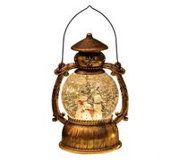 HEIBTENY Retro Cartoon Christmas Music Box Lantern With Illuminated Snowy Horse Scene, Plays 8 Classic Festive Tunes For Holiday Decoration For Winter Atmosphere(Three snowmen)