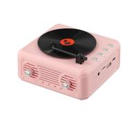 HEIBTENY Retro FM Speaker with, USB & TF Card Support, Portable DAB Player with 800mAh Battery, 5W Output, Vintage Design for Home, Travel, Picnics, White(Pink)