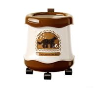 HEIBTENY Retro Trash Can with Lid and Wheels, 12L Large Capacity Waste Bin, 360° Rolling Garbage Can for Living Room Kitchen Restaurant, Easy Move Storage Bucket, White(white)