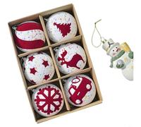 HEIBTENY Set of 6 Christmas Foam Candy Ball Ornaments, Macaron Pastel Glitter Design, White Decorative Hanging Baubles for Christmas Tree, Wreaths and Holiday Displays(XM0190S-B Model)