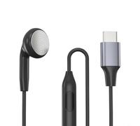 HEIBTENY Single-Sided Earphone With Built-In Microphone 35Mm Stereo Jack Headset For Clear Calls Lightweight Office Truck Driver Headphone With Call Control Black(Type-C connector)