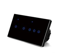 HEIBTENY Smart WiFi Touch Wall Switch with Tempered Glass Panel, 2.4GHz Remote and Voice Control for Tuya, for Alexa for Home Lighting and Appliance Management, Neutral, 3 Gang(5 Gang-Black)