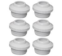 HEIBTENY SP1419E 1-Inch Open Water Directional Flow Inlet Fitting with Bull's Eye Connecting Nozzle, Plastic Replacement for 1-1/2-Inch Swimming Pool Spa Return Jet, White, Set of 6