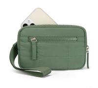 HEIBTENY Square Wristlet Wallet with Transparent PVC Window, Waterproof Polyester Storage Bag for Cards, Cash and Small Essentials, Ultra-Light 0.09kg(Green)
