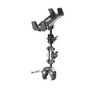 HEIBTENY Tablet Mic Holder Aluminum Alloy Clamp Mount Stand For 51-156 Inch Tablets Phones Adjustable Microphone Tripod For Treadmill Stroller Handlebar Exercise