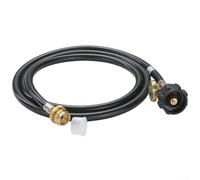HEIBTENY Tank Extension Hose 6FT with Gauge Leak Detector, Solid Brass Gas Grill Replacement Part for Type 1 Connection, Fits up to 40 lbs Cylinders