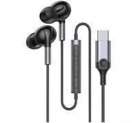HEIBTENY Type C Wired In-Ear Headphones With Active Noise Cancelling 10Mm Driver Digital Audio Earbuds With Mic Hi-Res 384KHz/32bit Sound For IPhone 15 for IPAD for HUAWEI(Black)