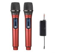 HEIBTENY UHF Microphone Wireless Handheld Microphone Dynamic Wireless Microphone for Mixer PA System Karaoke Wedding Party Conferences Lecture (Red)