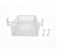 HEIBTENY Under Cabinet Hanging Storage Organizer, Pull-Out Drawer Shelf with High Side Rails, Iron Kitchen Utensils Holder for Cutlery, Spices, Small Items, 37x22x9cm, White(White)