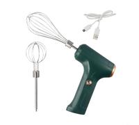 HEIBTENY USB-Rechargeable Handheld Mixer for Baking, Egg Beating & Whisking - 24.6 cm Vertical Design with Stainless Steel Whisks, Plastic Body, Green(Three gears)
