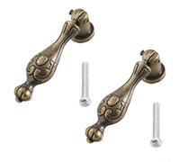 HEIBTENY Vintage Bronze Cabinet Knob, Antique Pendant Drop Pull Handle Hardware, Add Charm to Furniture, Easy Installation with Screws