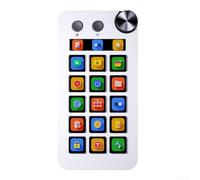 HEIBTENY Visualize The Keyboard,Compact Design 15 * 10 * 2CM,15 Programmable Keys For Their Specific Needs For Live Streaming And Content Creation,Longevity And Reliability,Black, White(White)