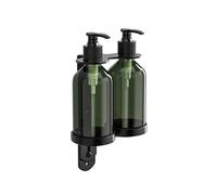 HEIBTENY Wall Soap Dispenser Manual Pump Bottle with Holder for Shampoo Shower Gel 300 ml Stainless Steel Green Black Convenient Refill for Homes, Cafés and Schools (2 Bottles)